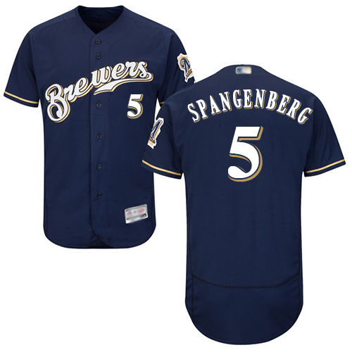 Milwaukee Brewers #5 Cory Spangenberg Navy Blue Flexbase Authentic Collection Stitched Jersey Men's