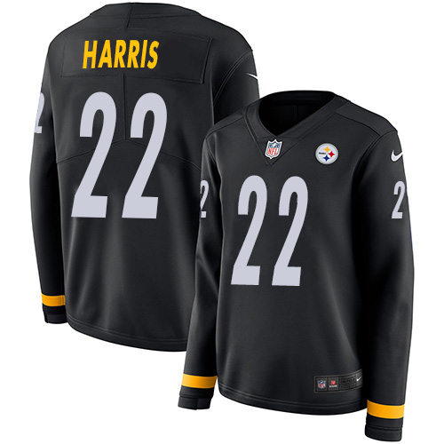Steelers #22 Najee Harris Black Team Color Women's Stitched Limited Therma Long Sleeve Jersey