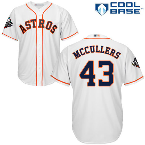 Houston Astros #43 Lance McCullers White Cool Base 2019 World Series Bound Stitched Youth Jersey Youth