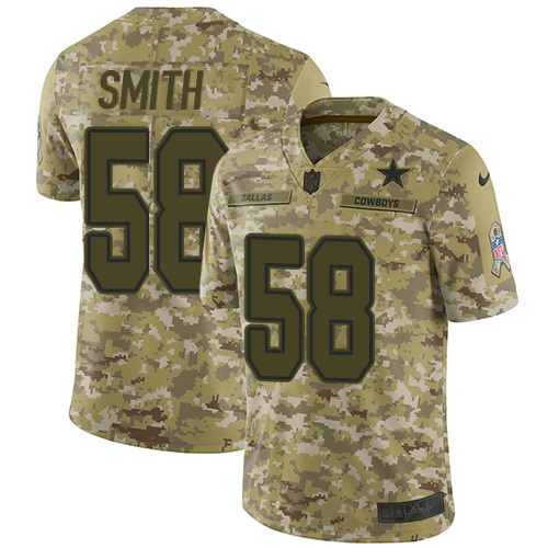Dallas Cowboys #58 Aldon Smith Camo Youth Stitched Limited 2018 Salute To Service Jersey Youth