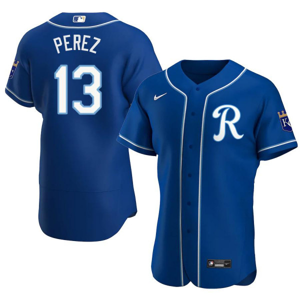 Men's Kansas City Royals 13 Authentic Royal Alternate 2020 Salvador Perez Jersey