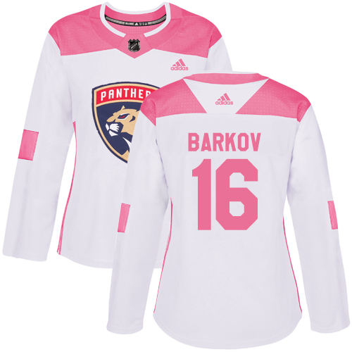 Adidas Florida Panthers #16 Aleksander Barkov White/Pink Authentic Fashion Women's Stitched Jersey Womens
