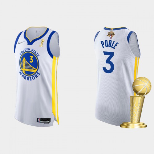 Golden State Golden State Warriors #3 ordan Poole Mens White 2021-22 Finals Champions Authentic Jersey Mens