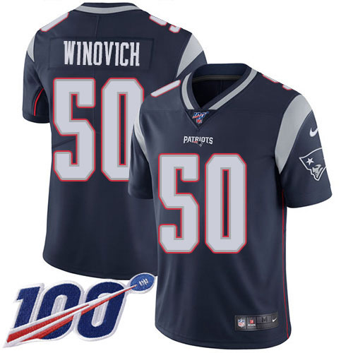 New England Patriots #50 Chase Winovich Navy Blue Team Color Youth Stitched 100th Season Vapor Untouchable Limited Jersey Youth