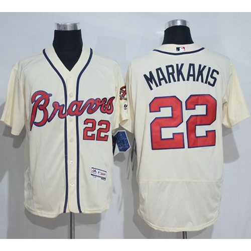 Atlanta Braves #22 Nick Markakis Cream Flexbase Authentic Collection Stitched Jersey Men's