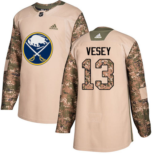Adidas Buffalo Sabres #13 Jimmy Vesey Camo Authentic 2017 Veterans Day Stitched Jersey Men's