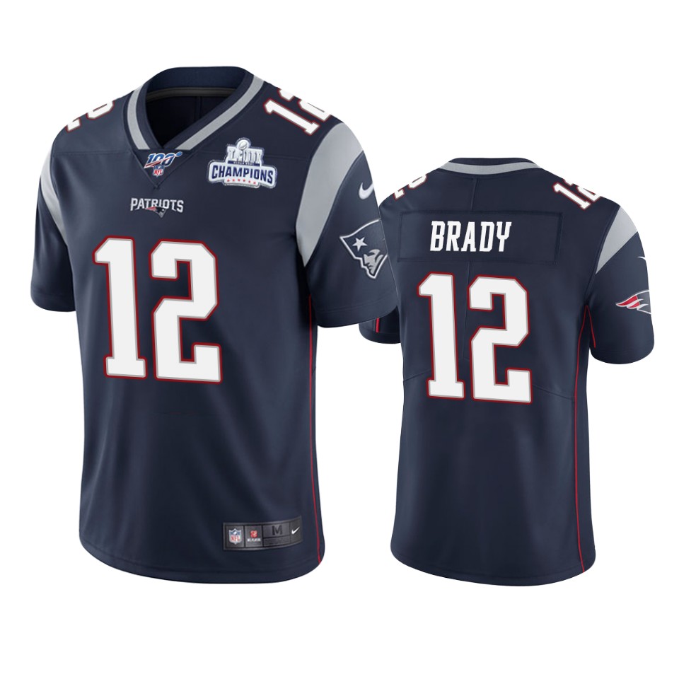New England Patriots #12 Tom Brady Navy Super Bowl LIII Champions Vapor Limited Jersey