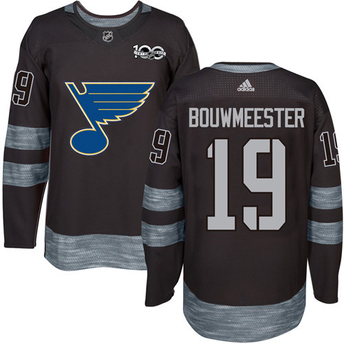 Adidas St. Louis Blues #19 Jay Bouwmeester Black 1917-2017 100th Anniversary Stitched Jersey Men's