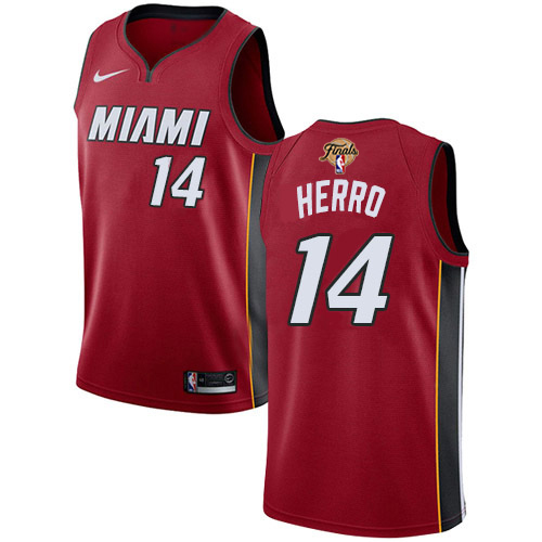 Heat #14 Tyler Herro Red 2023 Finals Patch Swingman Statement Edition Jersey