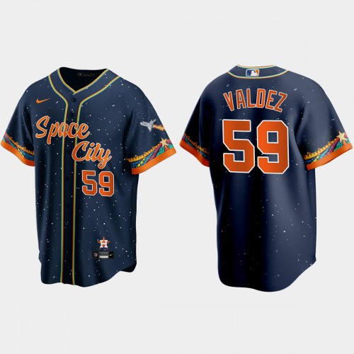 Houston Houston Astros #59 Framber Valdez Navy Men's 2021 City Connect Replica Jersey Men's