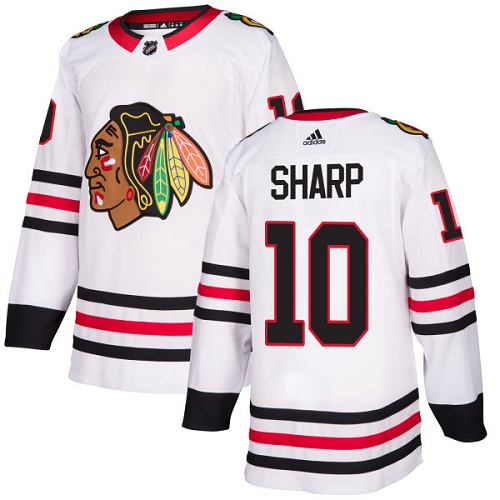 Adidas Chicago Blackhawks #10 Patrick Sharp White Road Authentic Stitched Jersey Men's