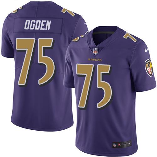 Baltimore Ravens #75 Jonathan Ogden Purple Men's Stitched Limited Rush Jersey Men's