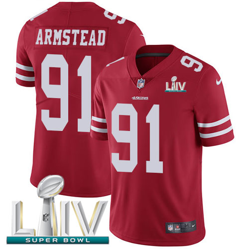 San Francisco 49ers #91 Arik Armstead Red Super Bowl LIV 2020 Team Color Youth Stitched Vapor Untouchable Limited Jersey Youth