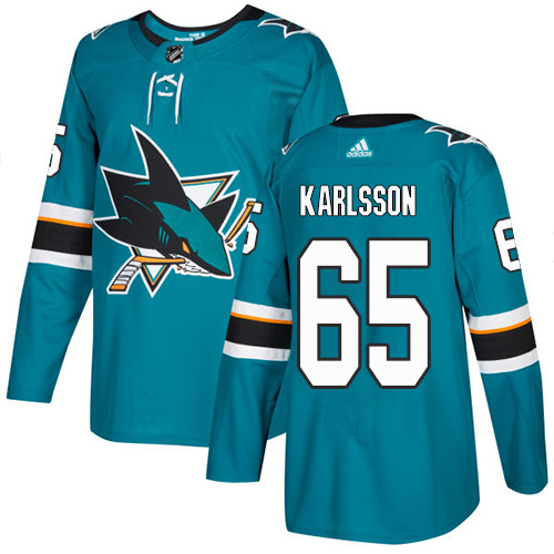 Adidas San Jose Sharks #65 Erik Karlsson Teal Home Authentic Stitched Youth Jersey Youth