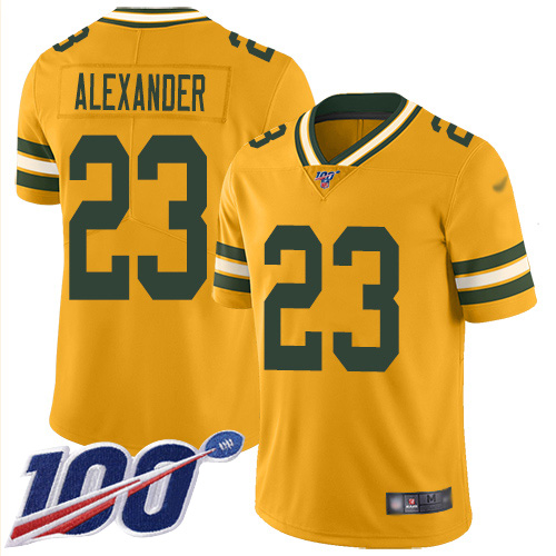 Packers #23 Jaire Alexander Gold Men's Stitched Limited Inverted Legend 100th Season Jersey