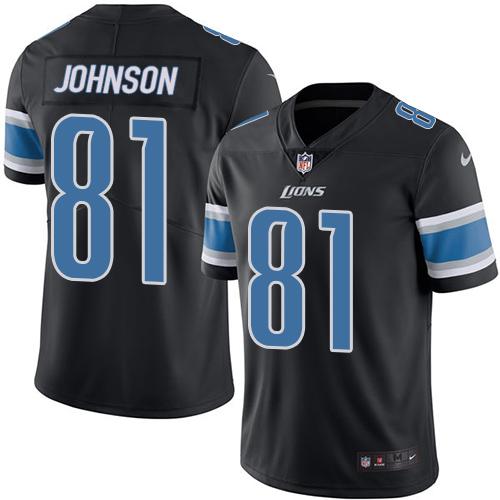 Detroit Lions #81 Calvin Johnson Black Youth Stitched Limited Rush Jersey Youth
