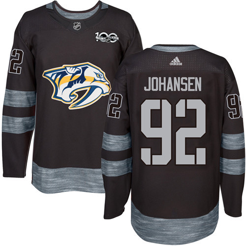 Adidas Nashville Predators #92 Ryan Johansen Black 1917-2017 100th Anniversary Stitched Jersey Men's