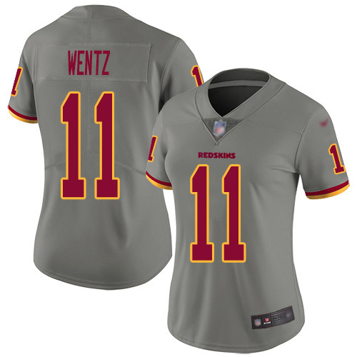 Washington Commanders #11 Carson Wentz Gray Women's Stitched Limited Inverted Legend Jersey Womens