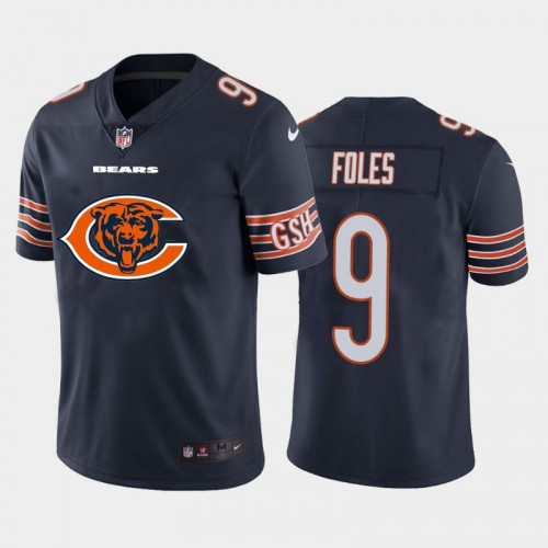 Chicago Chicago Bears #9 Nick Foles Navy Blue Men's Big Team Logo Vapor Limited Jersey Men's