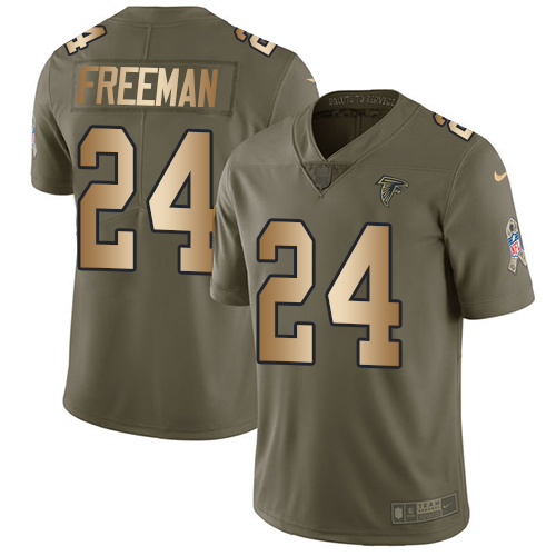 Atlanta Falcons #24 Devonta Freeman Olive/Gold Youth Stitched Limited 2017 Salute to Service Jersey Youth