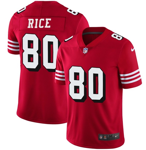 49ers #80 Jerry Rice Red Team Color Men's Stitched Vapor Untouchable Limited II Jersey