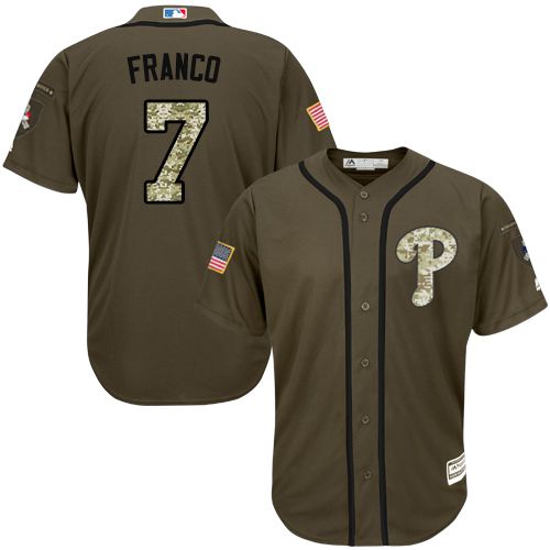 Philadelphia Phillies #7 Maikel Franco Green Salute to Service Stitched Youth Jersey Youth