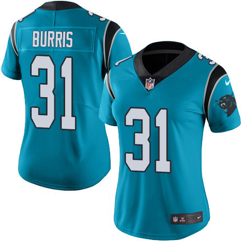 Carolina Panthers #31 Juston Burris Blue Women's Stitched Limited Rush Jersey Womens