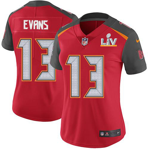 Buccaneers #13 Mike Evans Red Team Color Women's Super Bowl LV Bound Stitched Vapor Untouchable Limited Jersey