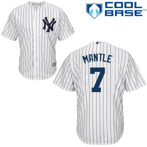 New York Yankees #7 Mickey Mantle Stitched White Youth Jersey Youth