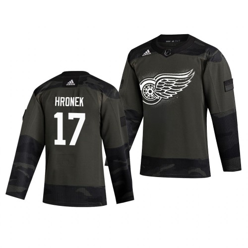 Detroit Detroit Red Wings #17 Filip Hronek Adidas 2019 Veterans Day Men's Authentic Practice Jersey Camo Men's
