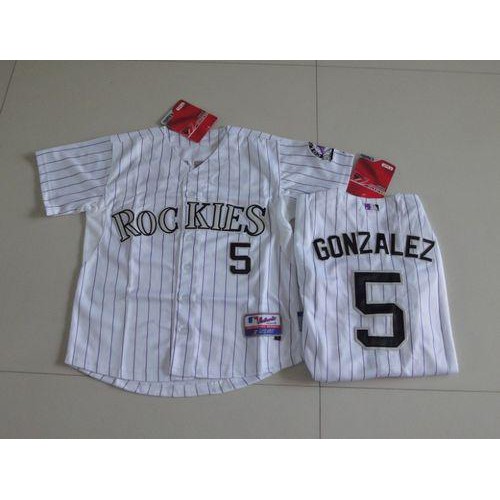Colorado Rockies #5 Carlos Gonzalez White Cool Base Stitched Youth Jersey Youth