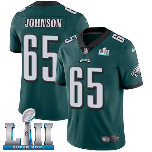 Philadelphia Eagles #65 Lane Johnson Midnight Green Team Color Super Bowl LII Youth Stitched Vapor Untouchable Limited Jersey Youth