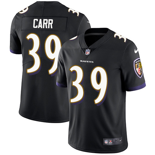Baltimore Ravens #39 Brandon Carr Black Alternate Youth Stitched Vapor Untouchable Limited Jersey Youth