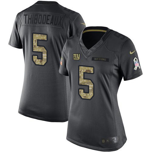 Giants #5 Kayvon Thibodeaux Black Women's Stitched Limited 2016 Salute To Service Jersey