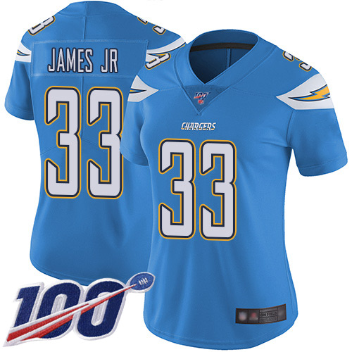 Chargers #33 Derwin James Jr Electric Blue Alternate Women's Stitched 100th Season Vapor Limited Jersey