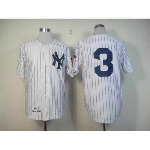 Mitchell And Ness 1929 New York Yankees #3 Babe Ruth White Throwback Stitched Jersey Men's