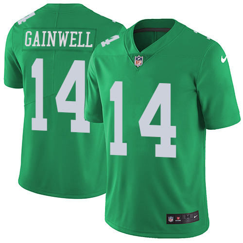 Eagles #14 Kenneth Gainwell Green Men's Stitched Limited Rush Jersey