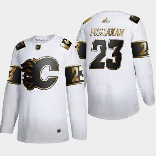 Calgary Calgary Flames #23 Sean Monahan Men's Adidas White Golden Edition Limited Stitched Jersey Men's