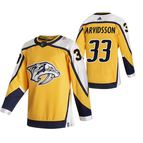 Nashville Nashville Predators #33 Viktor Arvidsson Yellow Men's Adidas 2020-21 Reverse Retro Alternate Jersey Men's