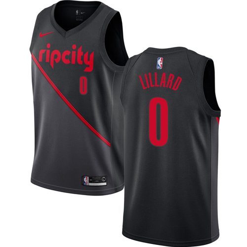 Portland Trail Blazers #0 Damian Lillard Black Swingman City Edition 2018/19 Jersey Mens