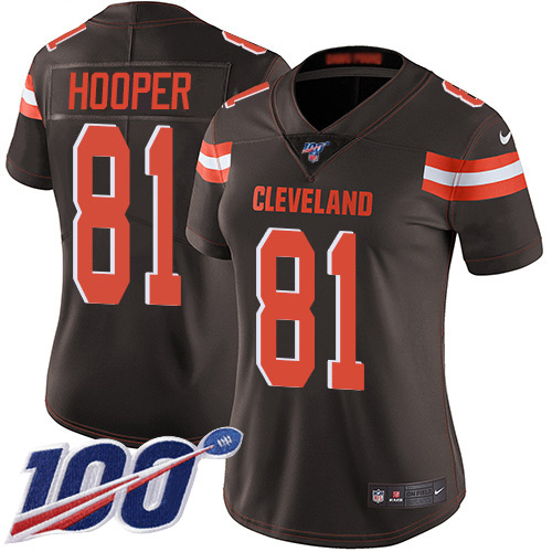 Cleveland Browns #81 Austin Hooper Brown Team Color Women's Stitched 100th Season Vapor Untouchable Limited Jersey Womens