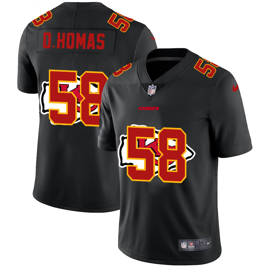 Kansas City Chiefs #58 Derrick Thomas Men's Team Logo Dual Overlap Limited Jersey Black