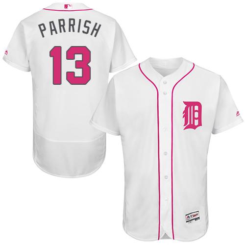 Detroit Tigers #13 Lance Parrish White Flexbase Authentic Collection Mother's Day Stitched Jersey Men's