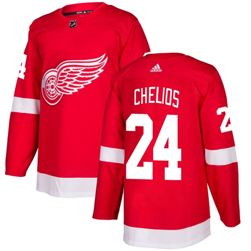 Adidas Detroit Red Wings #24 Chris Chelios Red Home Authentic Stitched Jersey Men's