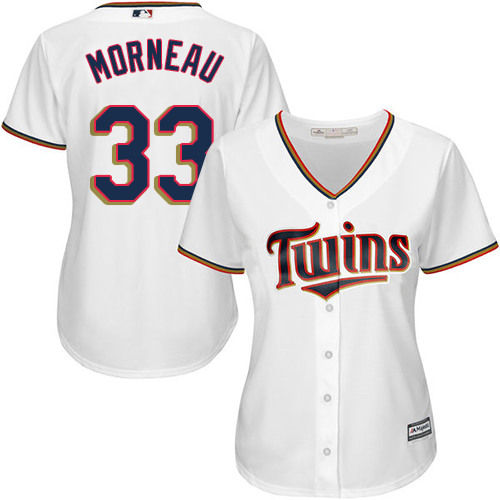 Minnesota Twins #33 Justin Morneau White Home Women's Stitched Jersey Womens