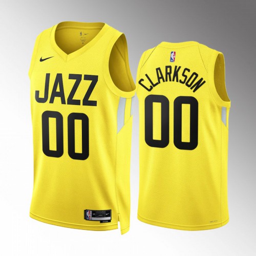 Utah Utah Jazz #00 Jordan Clarkson Mens Yellow 2022-23 Icon Edition Jersey Mens