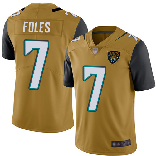 Jacksonville Jaguars #7 Nick Foles Gold Men's Stitched Limited Rush Jersey Men's