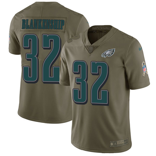 Eagles #32 Reed Blankenship Olive Youth Stitched Limited 2017 Salute To Service Jersey