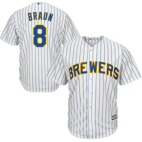 Milwaukee Brewers #8 Ryan Braun White(blue stripe) Cool Base Stitched Youth Jersey Youth