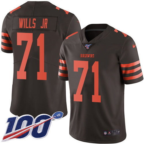 Cleveland Browns #71 Jedrick Wills JR Brown Youth Stitched Limited Rush 100th Season Jersey Youth